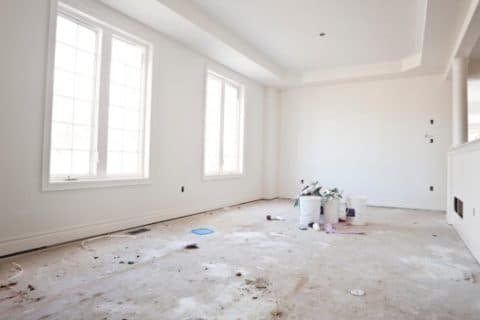Newly built interior after construction cleanup